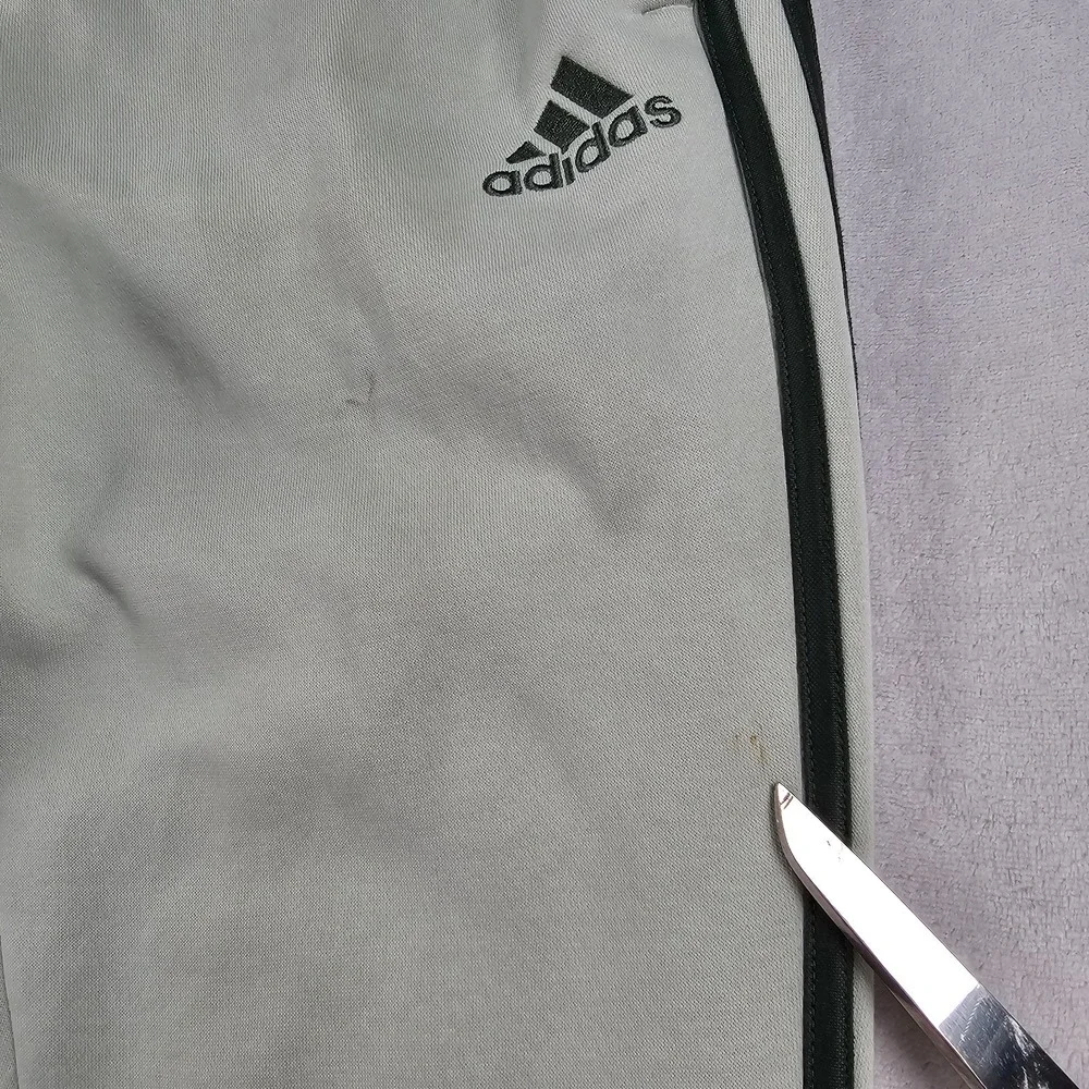 Adidas French Terry Tapered 3-Stripes Pants Mens S HL2271 Light Green Joggers